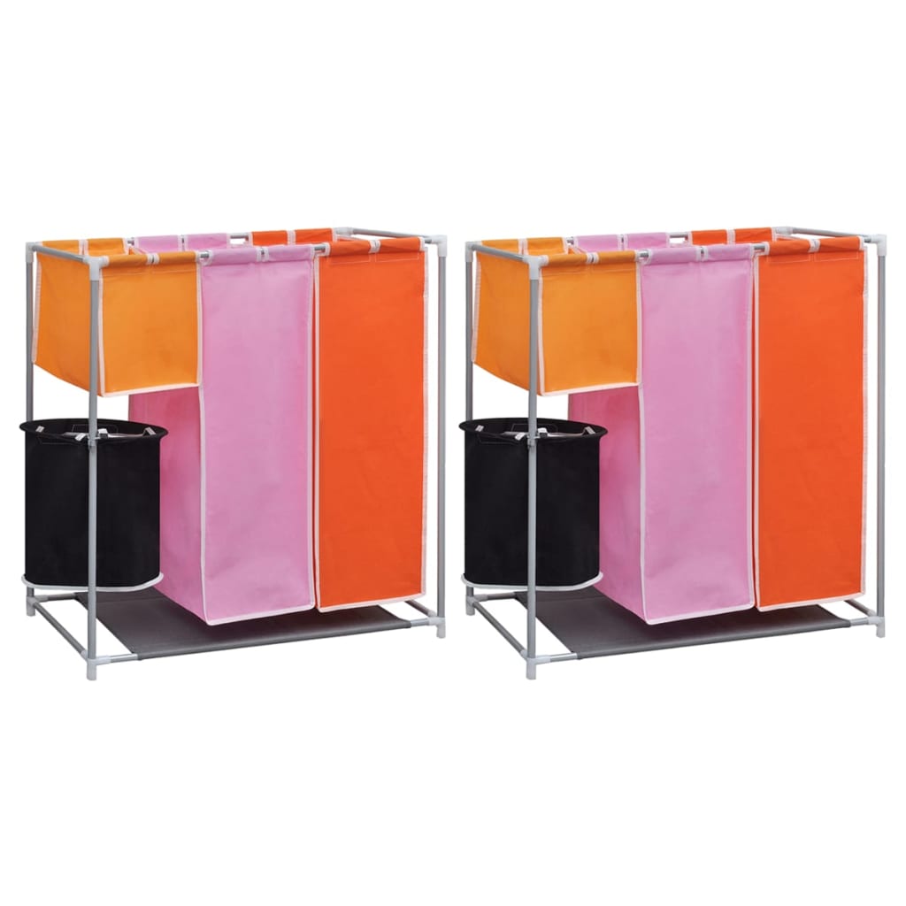 vidaXL Cesto de Ropa Sucia 3 Secciones con Cubo de Lavado Bolsa de Colada Cantidad 1 unidad, 2 unidad