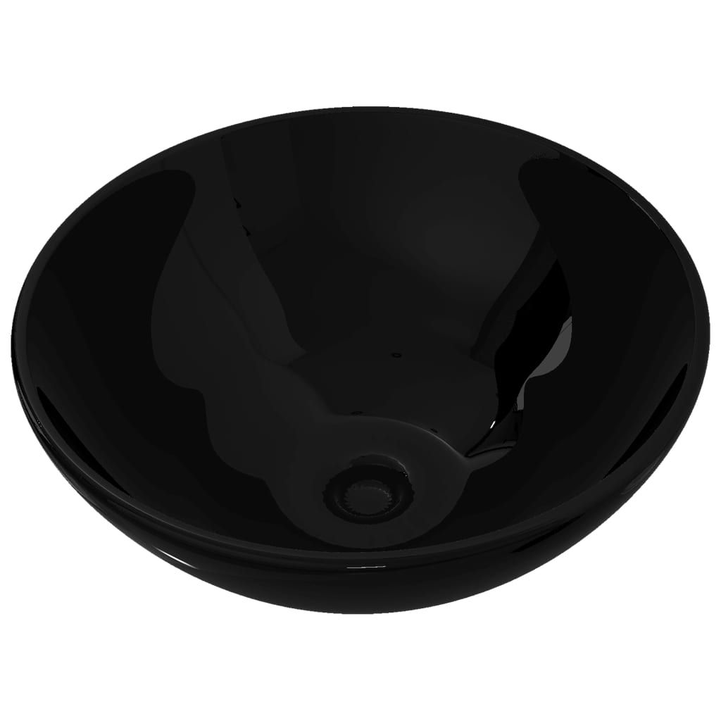 vidaXL Lavabo de Baño Moderno Redondo Cerámica Brillo Lavamanos de Aseo Color Negro,  Dorado,  Plateado y mas