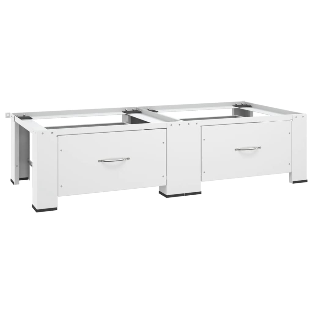 Pedestal Doble de la Lavadora y la Secadora Blanco Soporte Mueble Base Capacidad de carga 100 kg,  100 kg con estantes,  100 kg con cajón y mas