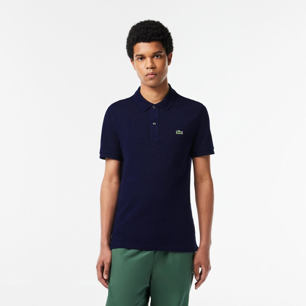 Polo Azul Marino Lacoste L.12.12 Slim Fit en Petit Piqué