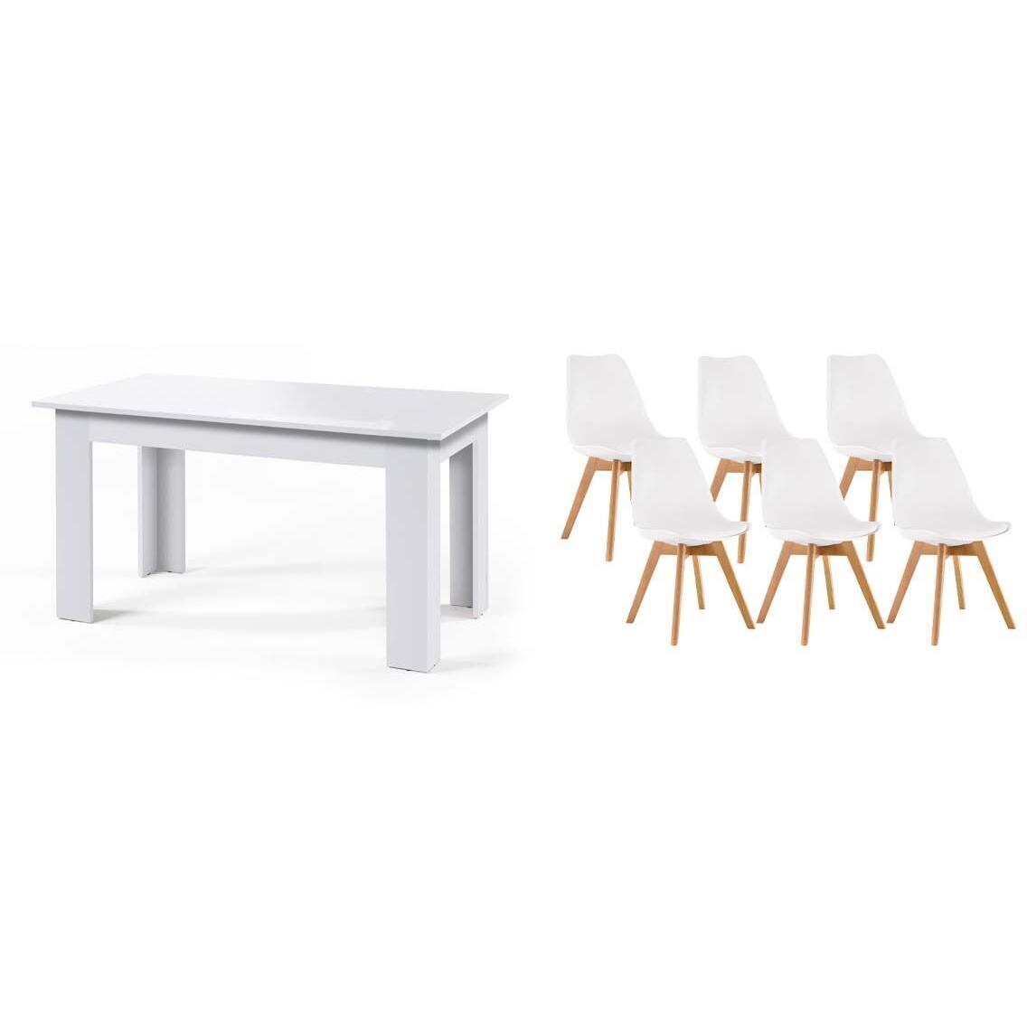 Pack Mesa Fija de Comedor o Cocina + 6 Sillas Nordic     Saldos y Stocks