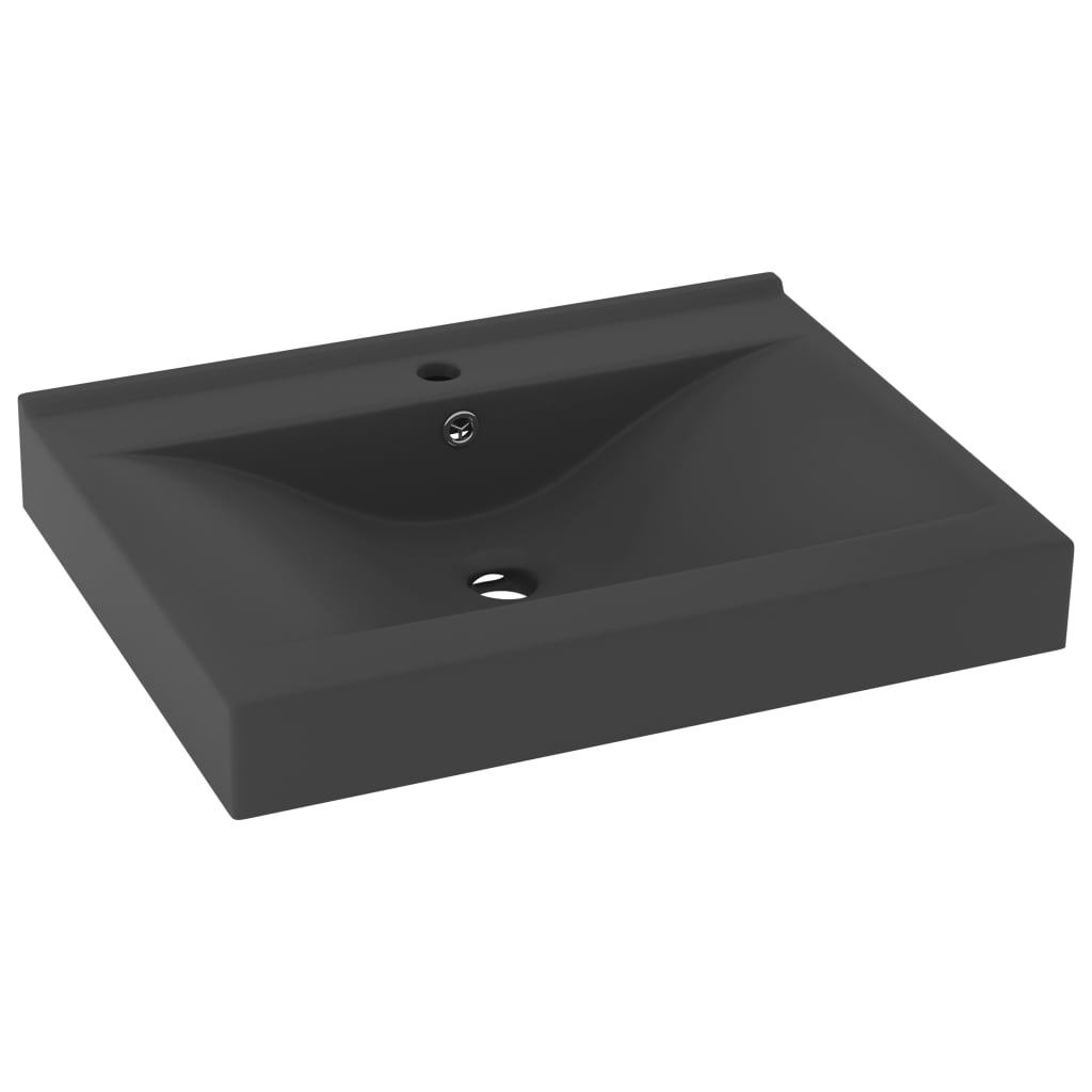 vidaXL Lavabo de lujo con grifo cerámica 60x46 cm