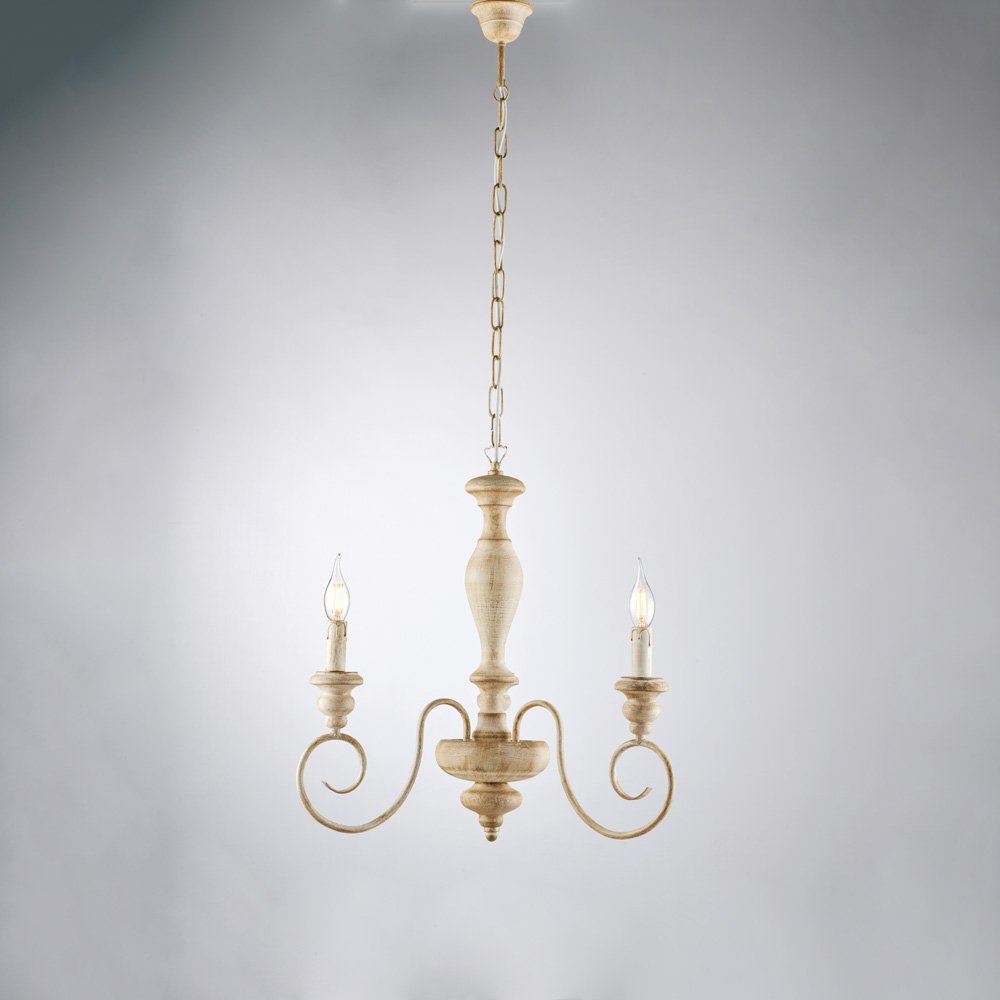 Araña Shabby Chic Cascina Blanco Donde Vintage 3 Luces E14