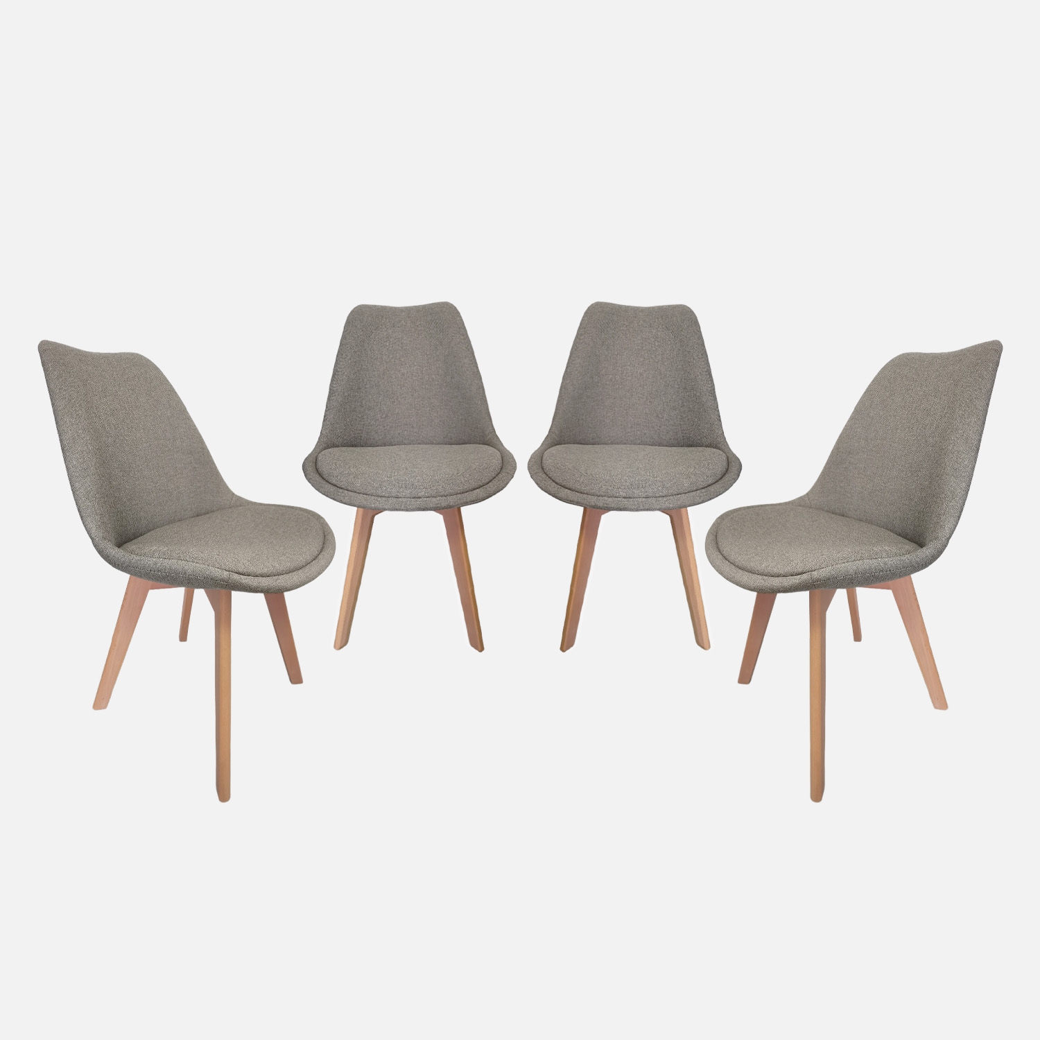 sweeek - Silla escandinava de madera de haya y tela simple, set de 4 , Nils tela simple , 49x55x81