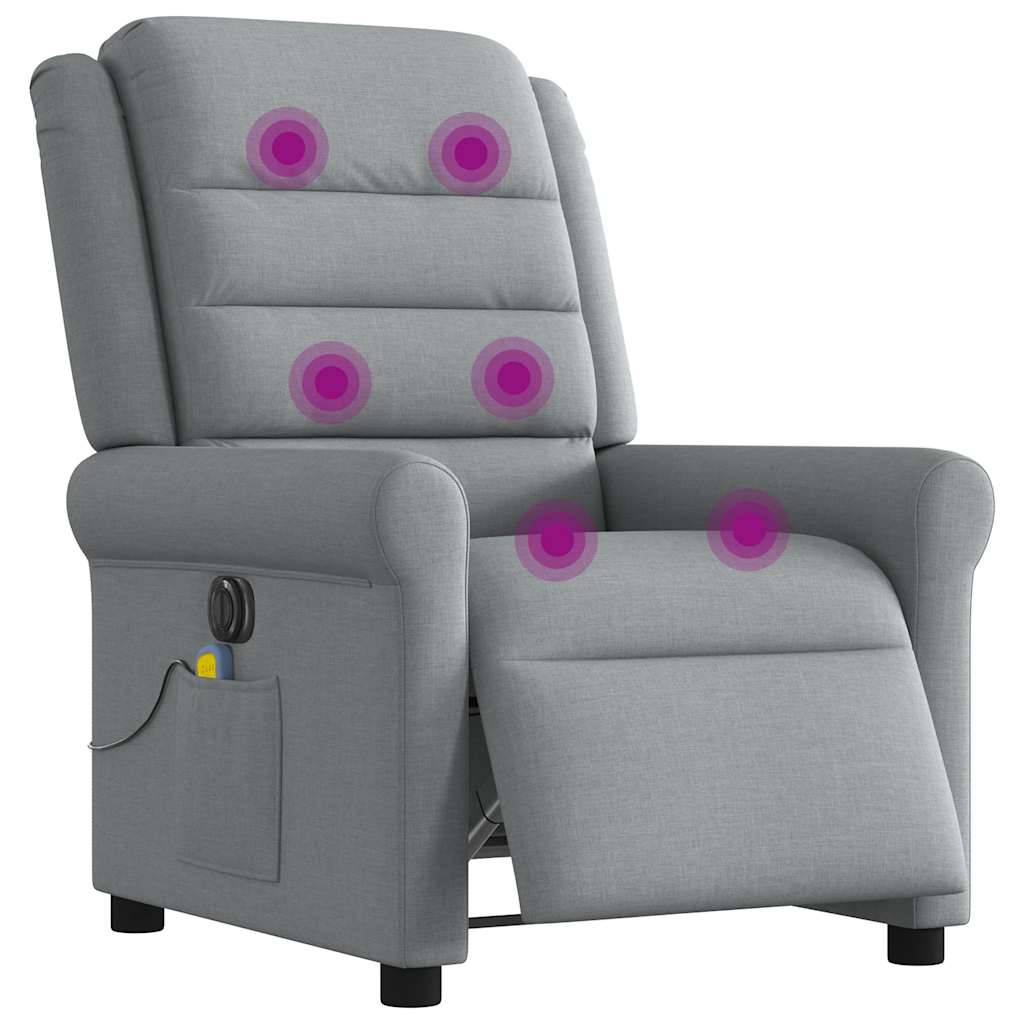 vidaXL Sillón reclinable de masaje eléctrico tela gris claro