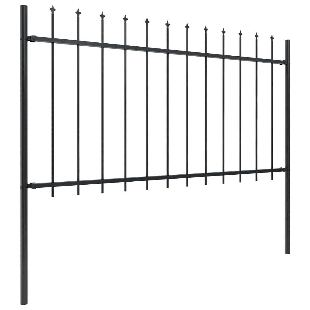 Vidaxl Valla de Jardín con Puntas de Lanza, Acero Negro, Altura 1 M, Longitud 1.7 M