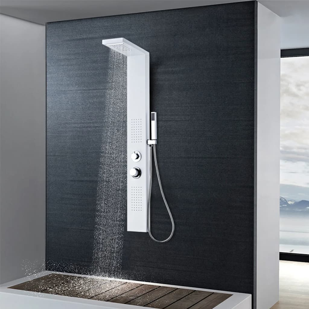 vidaXL Sistema de Panel de Ducha Moderno Cuadrado Acero Inoxidable Color Blanco,  Negro,  Plateado y mas