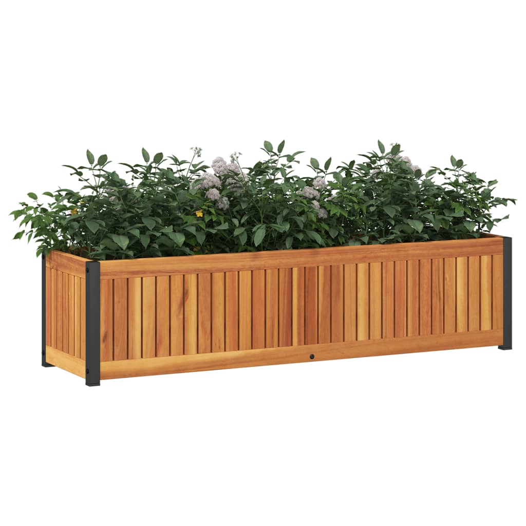 vidaXL Jardinera de madera maciza de acacia y acero Dimensiones 45 x 45 x 44 cm,  85 x 45 x 44 cm,  110 x 45 x 44 cm y mas
