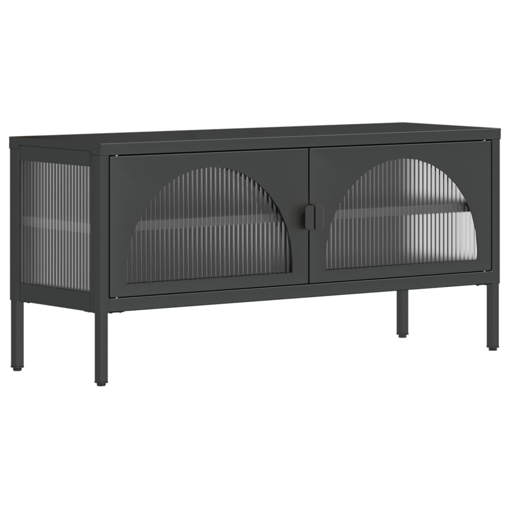 vidaXL Mueble de TV vidrio y acero negro 105x35x50 cm
