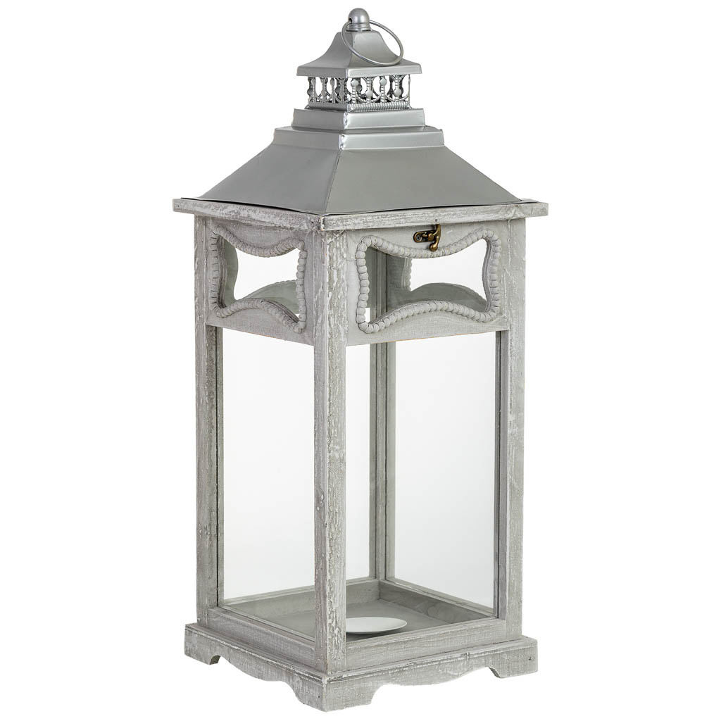 Wonderlust Deco - Farol de madera 24x24x60h cm Blanco 24x24x60h cm