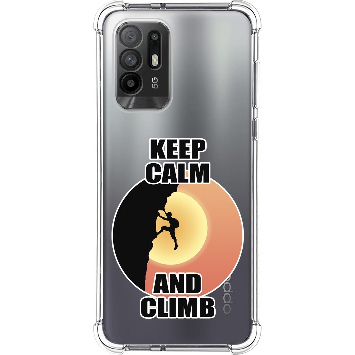 Tumundosmartphone Funda Silicona Antigolpes para Oppo A94 5G diseño Hombre Escalada Dibujos