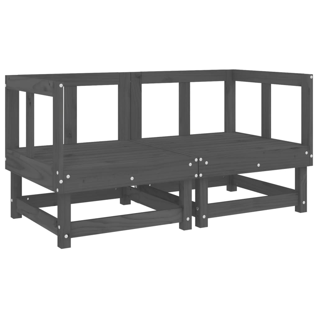vidaXL Sofás de esquina de jardín 2 uds madera maciza de pino gris