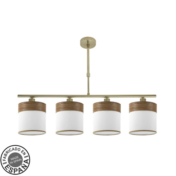 FABRILAMP Lampara Cloe 4xe14 Cuero/blanca-madera Oscura Regx75x14 cm