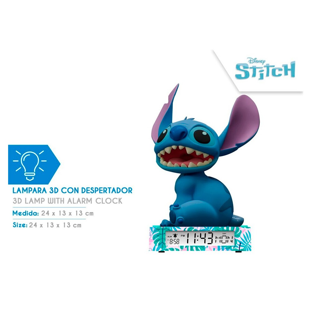 Lámpara Figura Stitch con Reloj Despertador.