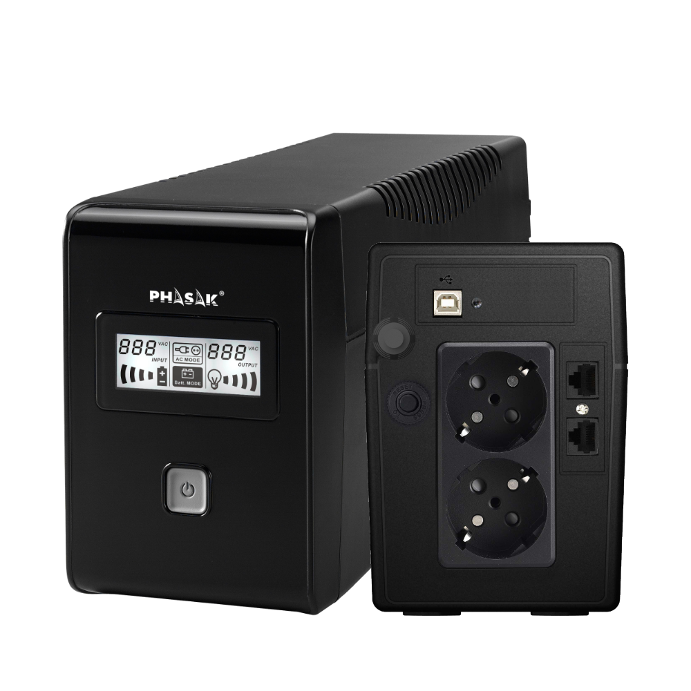 SAI / UPS Phasak Esential Interactivo 650 VA – PH 9465 - Sistema de Alimentación Ininterrumpida UPS Salicru, Riello, Eaton