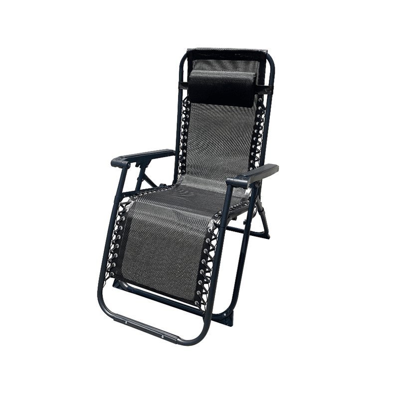 Marbueno Tumbona Plegable Acero Cojin Jardin y Piscina 90X66X108 Gravedad Cero Negra