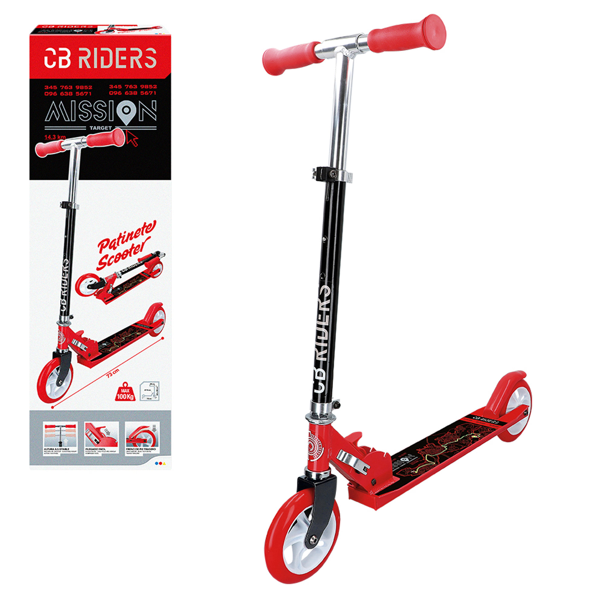 Cb Toys - Patinete 2 ruedas rojo Pro Serie CB Riders