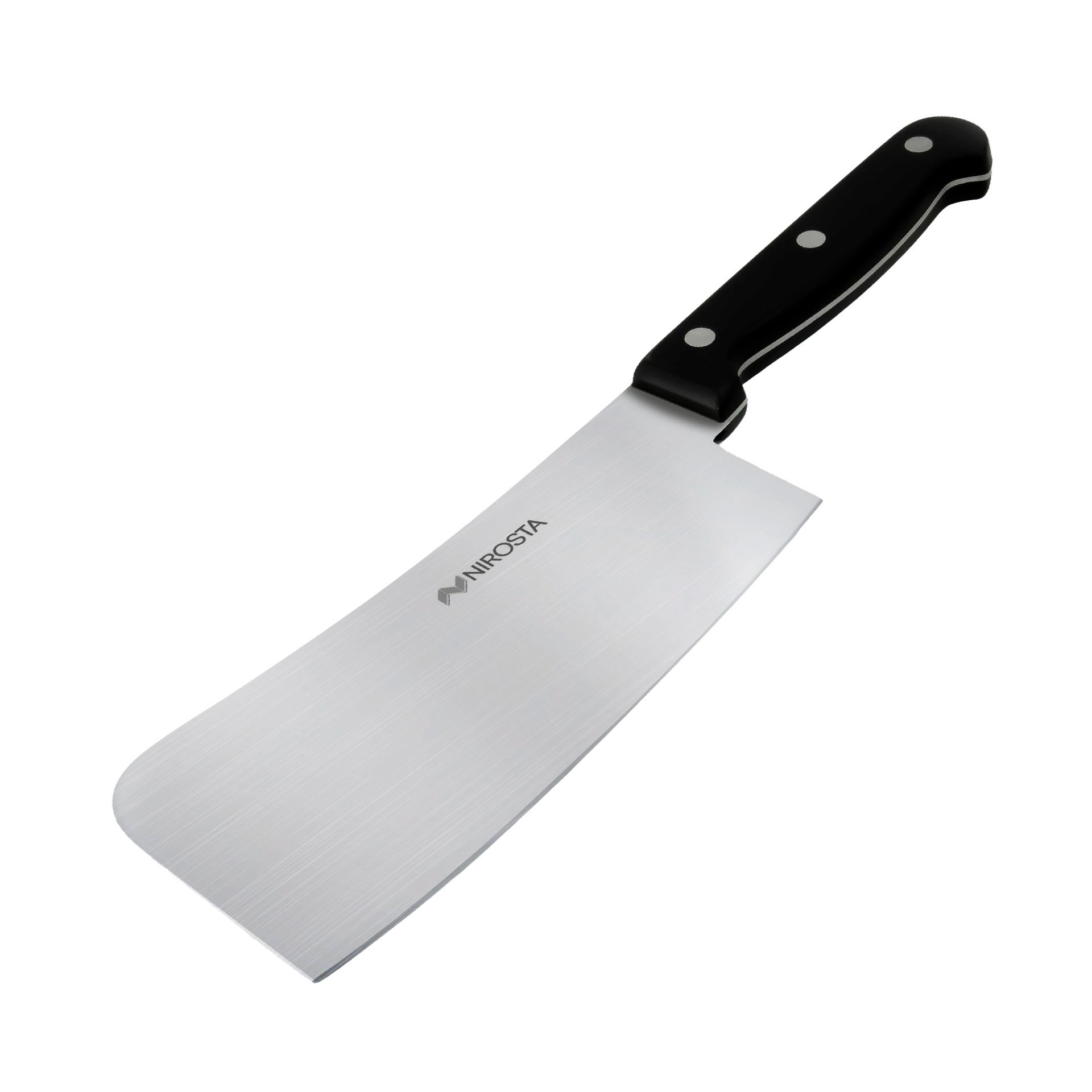 Nirosta Macheta Cocina Japonesa Mega, apto para trinchar carne con hueso, Cuchillo Carnicero Profesional,27x6,7cm, Colores Negro e Inoxidable, 27cm, 1ud