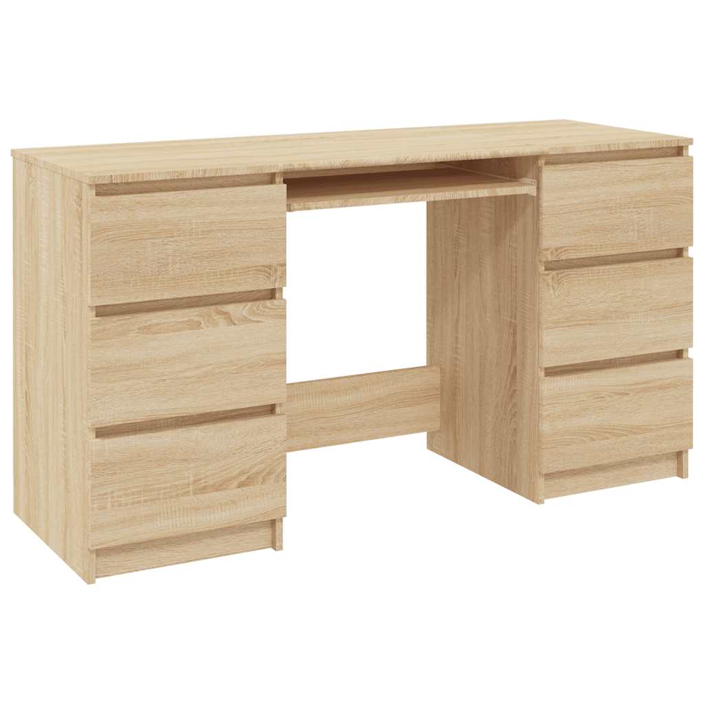 vidaXL Escritorio madera contrachapada color roble Sonoma 140x50x77 cm