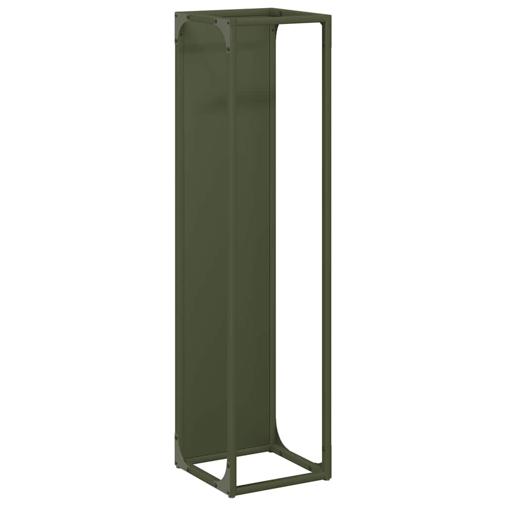 vidaXL Leñero 25x25x100 cm Acero laminado en frío en color Verde oliva/Blanco/Antracita y más