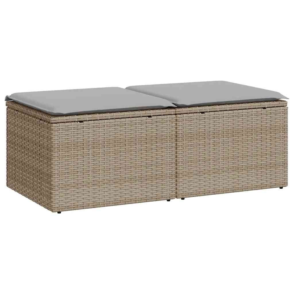 vidaXL Set sofás jardín y cojines 2 pzas ratán sintético acacia beige en color beige y crema/Gris/Marrón y más | acolchados duraderos para sofás de jardín terraza exterior