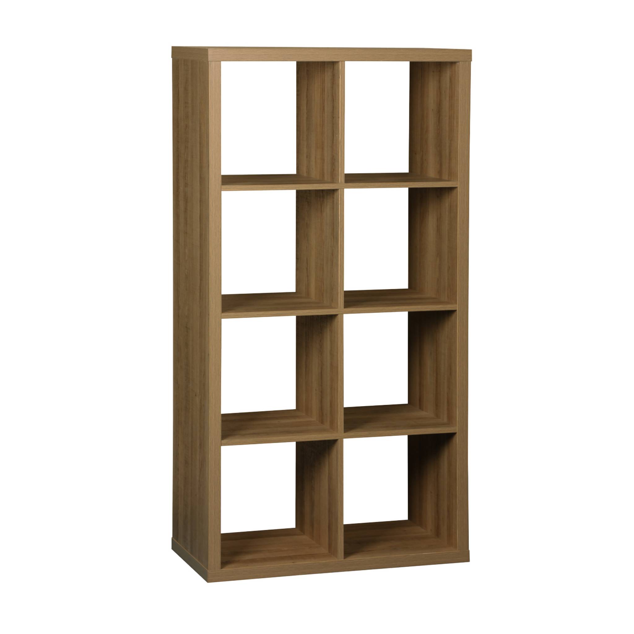 Estante librería decor madera 4 niveles 8 compartimentos, Marrón dorado