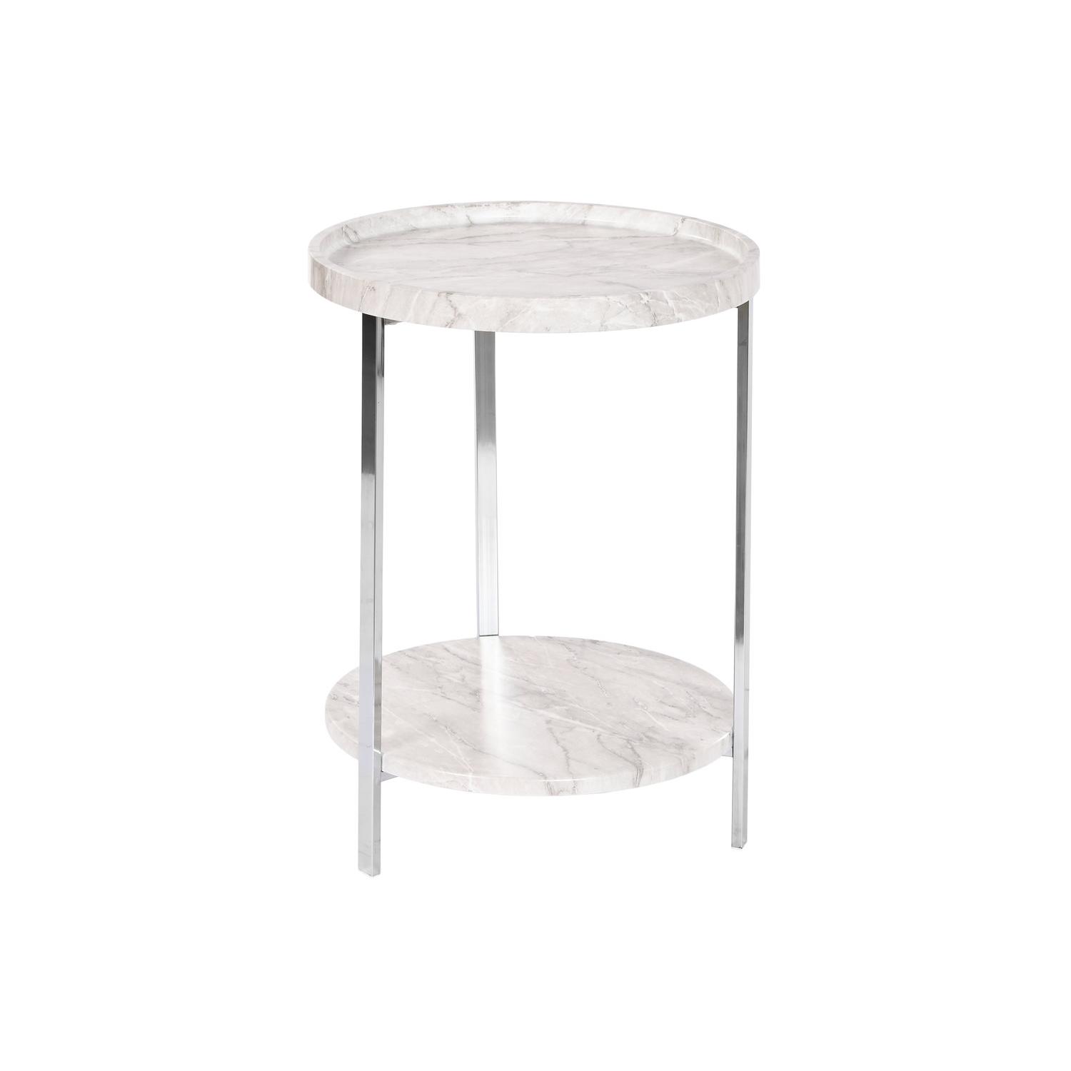 Mesita Auxiliar Mdf Metal 40X40X53 Simil Marmol - Fijalo - El mejor complemento para tu hogar.