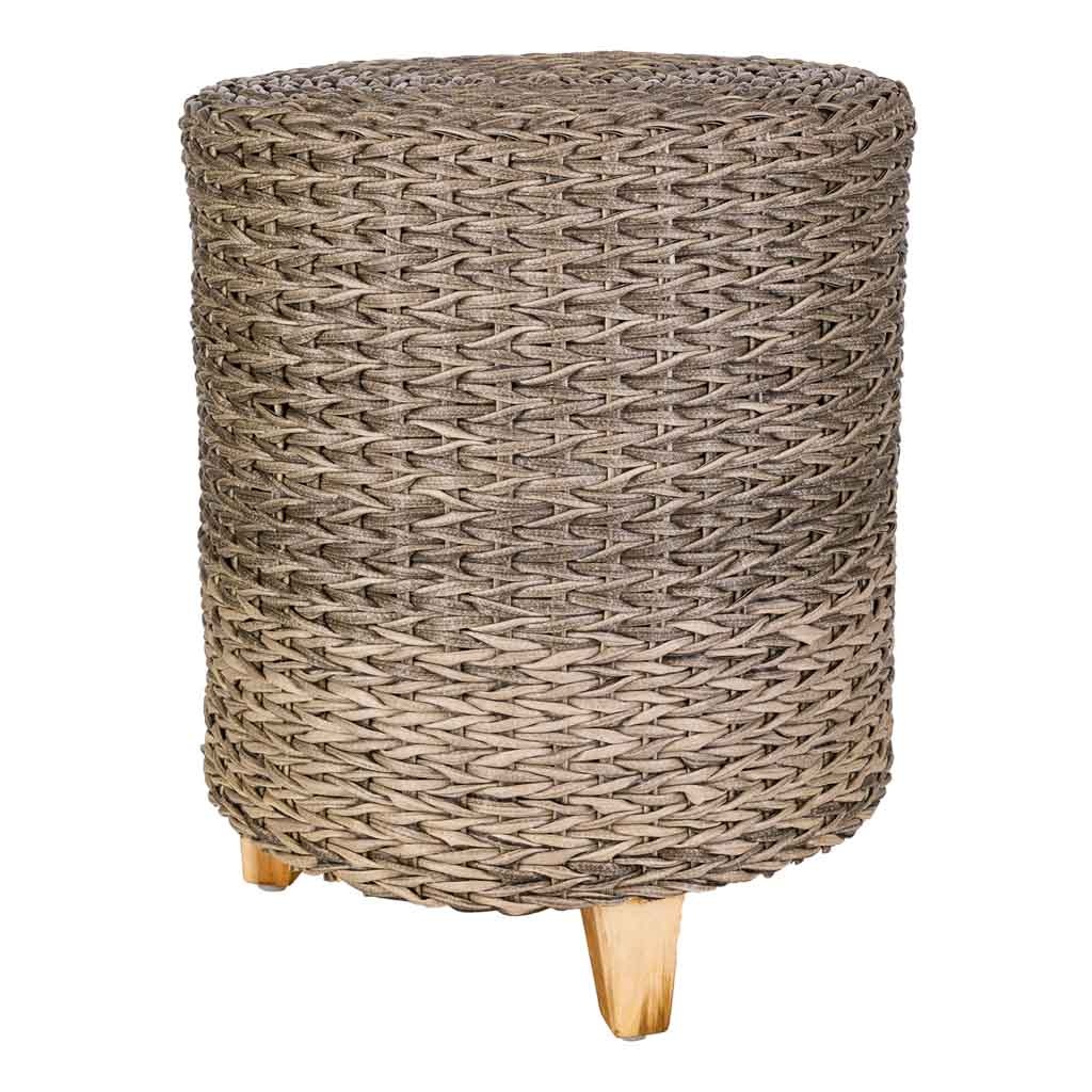 WANDERLUST DECO Taburete de Polirratán Gris D40x48h Cm Resistente a la Intemperie