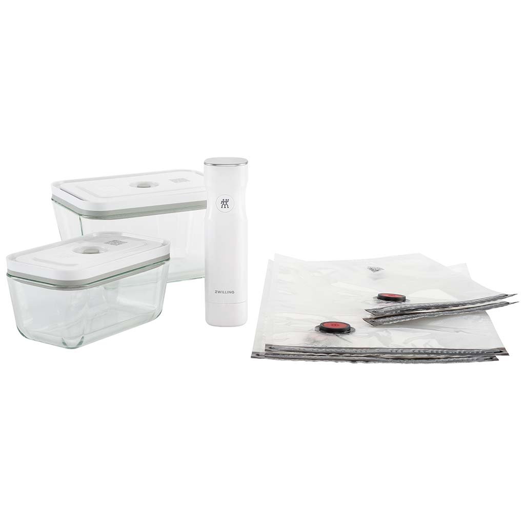 Set de Envasado al Vacío 7 Piezas Fresh&Save de Zwilling con Bomba Inalámbrica, 4 Bolsas Reutilizables y 2 Recipientes para Conservación
