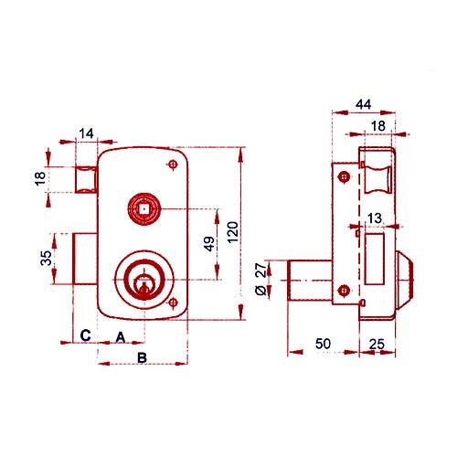 Cerradura sobreponer LINCE 5056B/60 HE izquierda