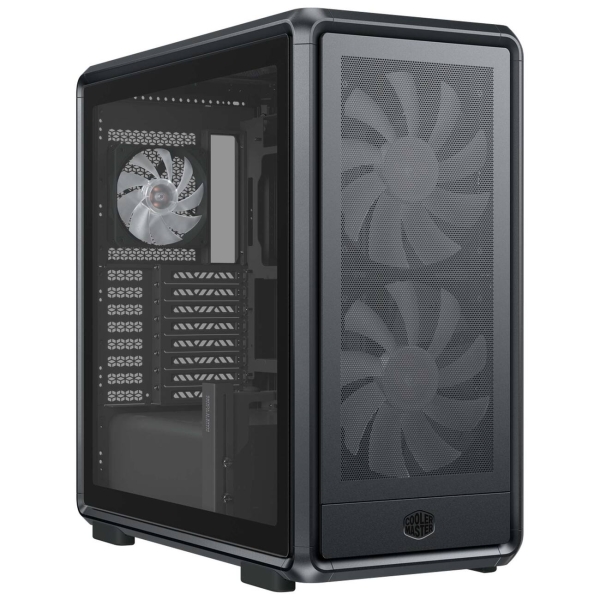 Cooler master masterframe 600 caja torre e-atx - 2 ventiladores 200mm rgb frontales - 1 ventilador 120mm rgb trasero - ventana lateral - paneles intercambiables - rejilla metal-mesh - 445x285x410mm - color negro