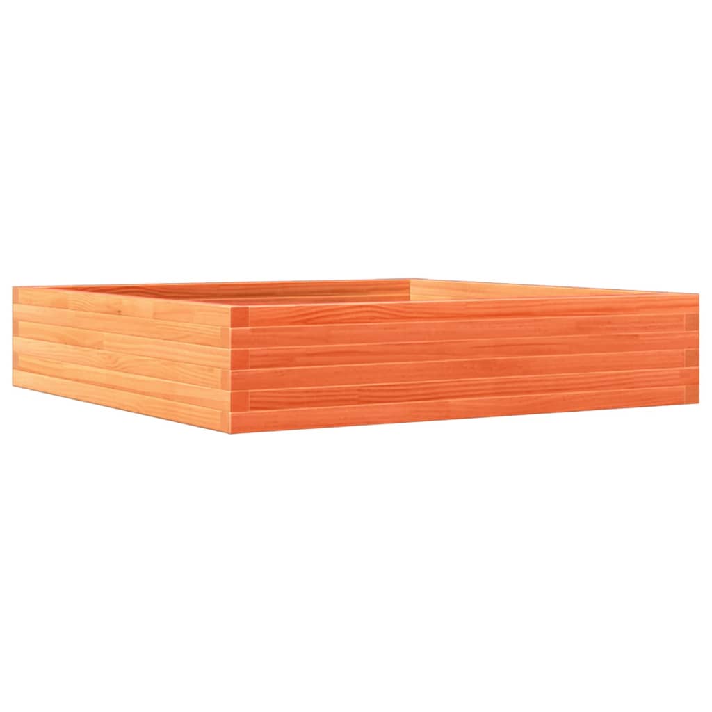 vidaXL Jardinera de madera maciza de pino 110x110x23 cm Color Pino natural,  Blanco,  Marrón cera y mas