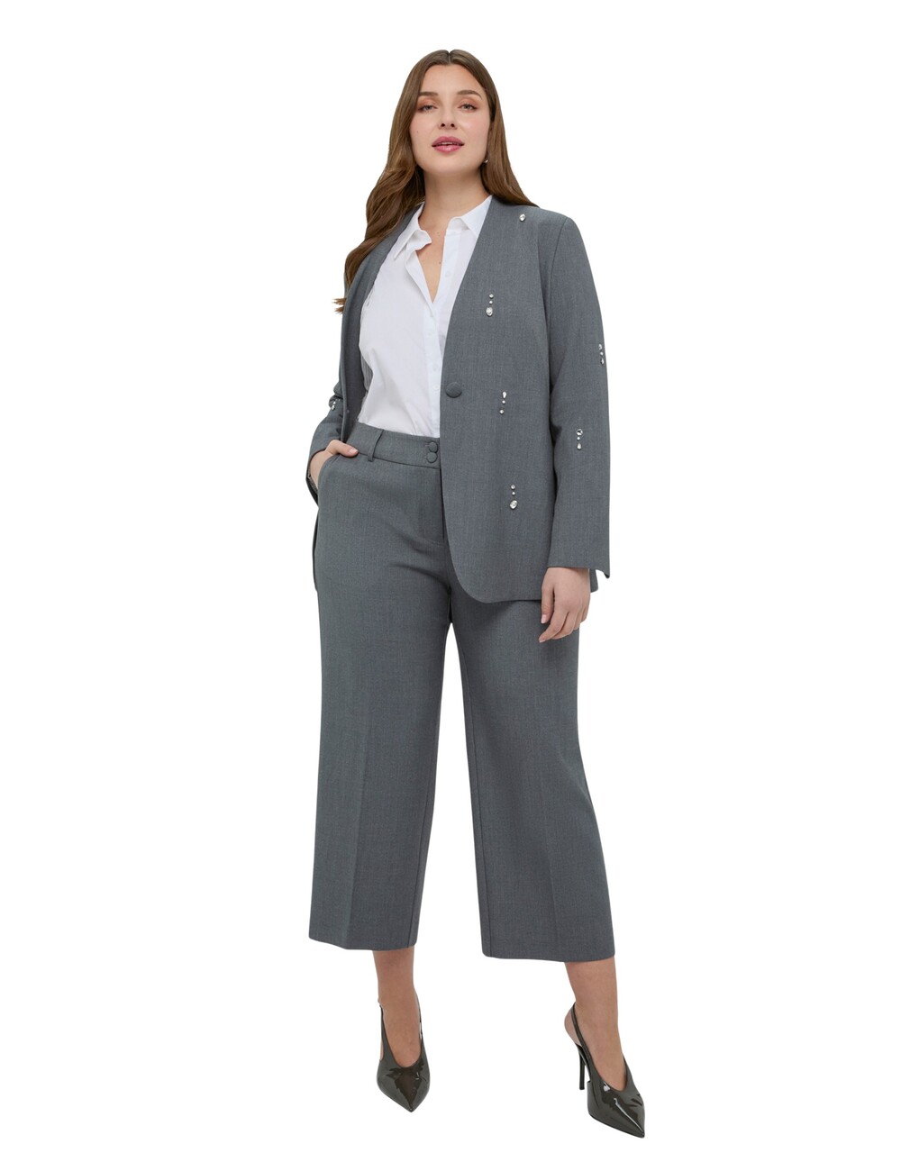 Fiorella Rubino - Pantalones Cropped en tejido melange