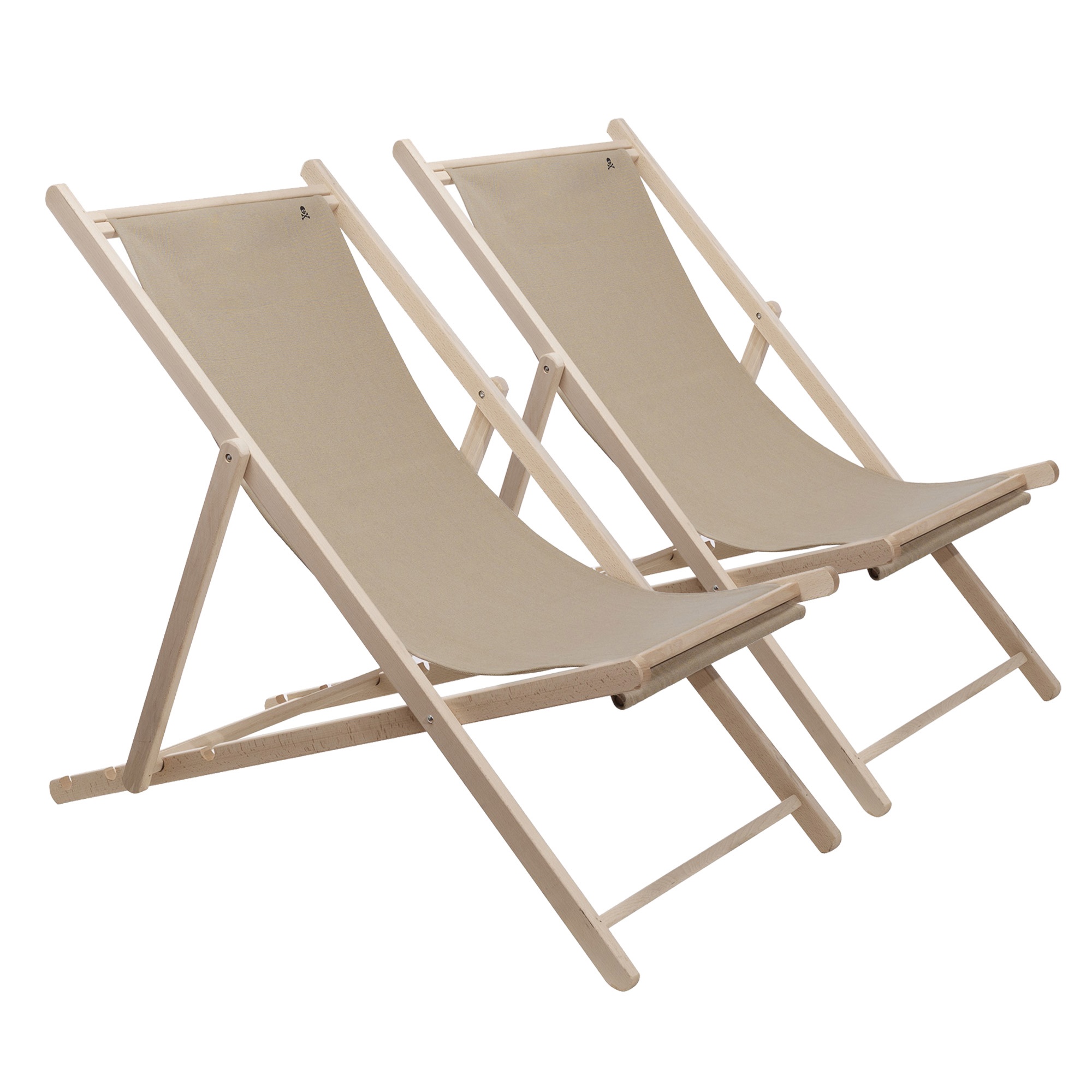 Scalpers Home Set de 2 Hamacas de Madera de Haya Plegables, Estructura sin Barniz, Color Piedra