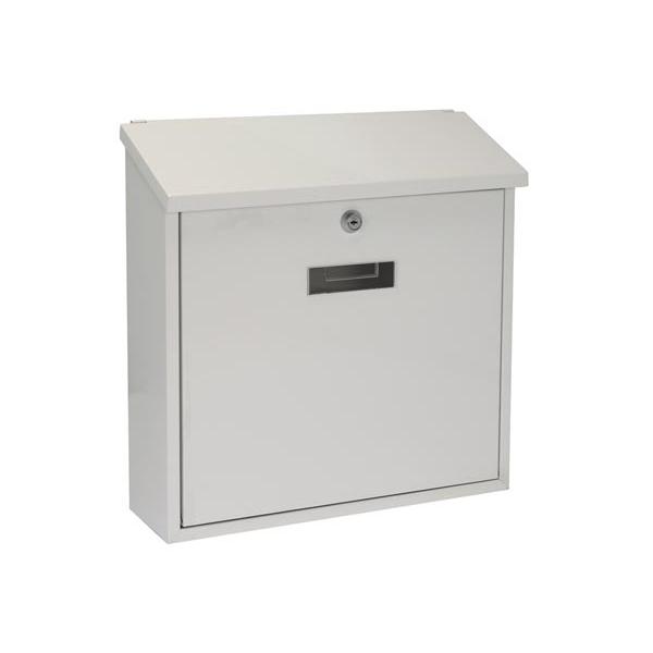 Perel Buzón de Monaco, Montaje en la Pared, con Soporte de Nombre, 2 Teclas, Dimensiones (h x w x d) 36.8 x 36.5 x 10 cm, Blanco