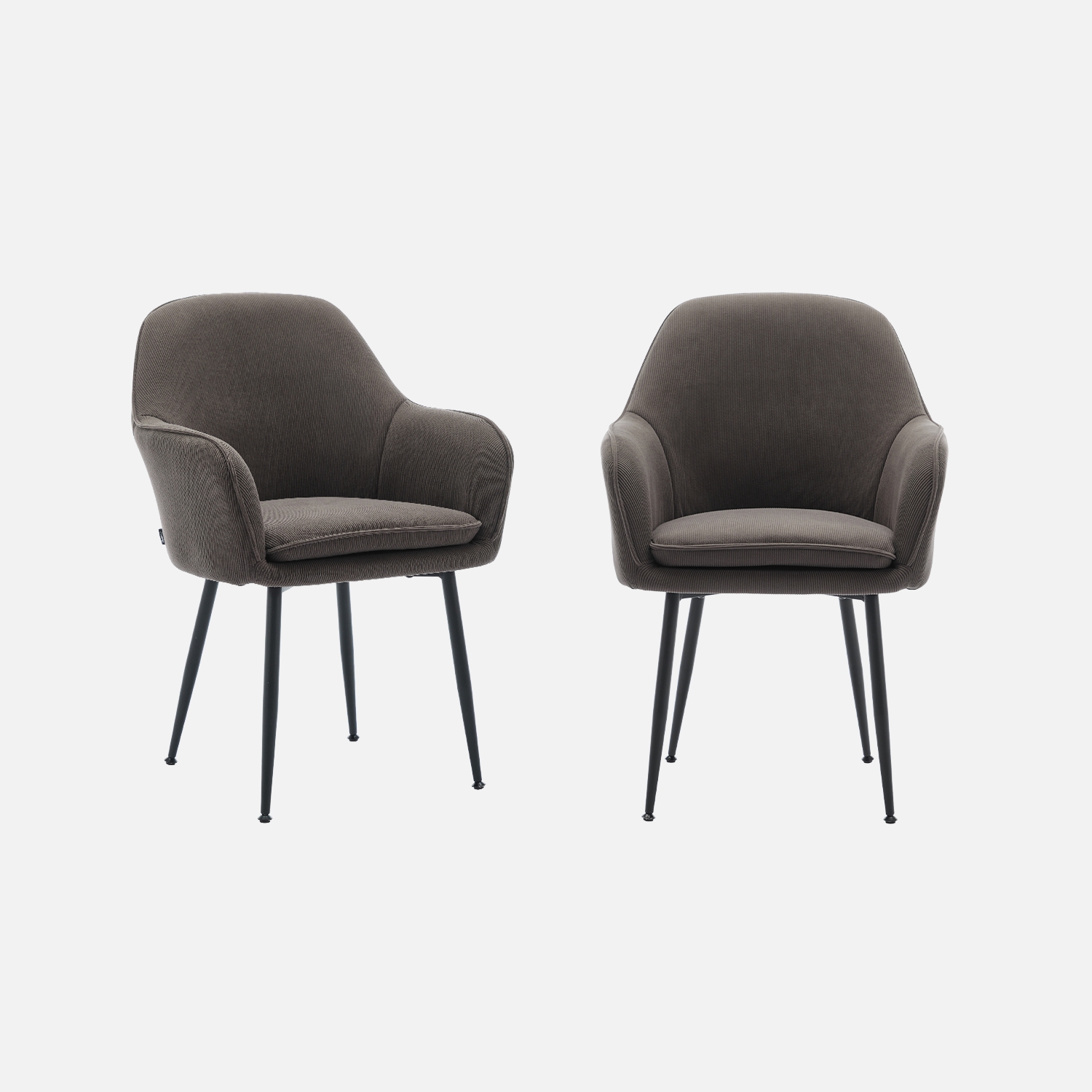 sweeek - Sillón de pana con patas de metal negro mate, set de 2 , Shella pana , 57x59x84