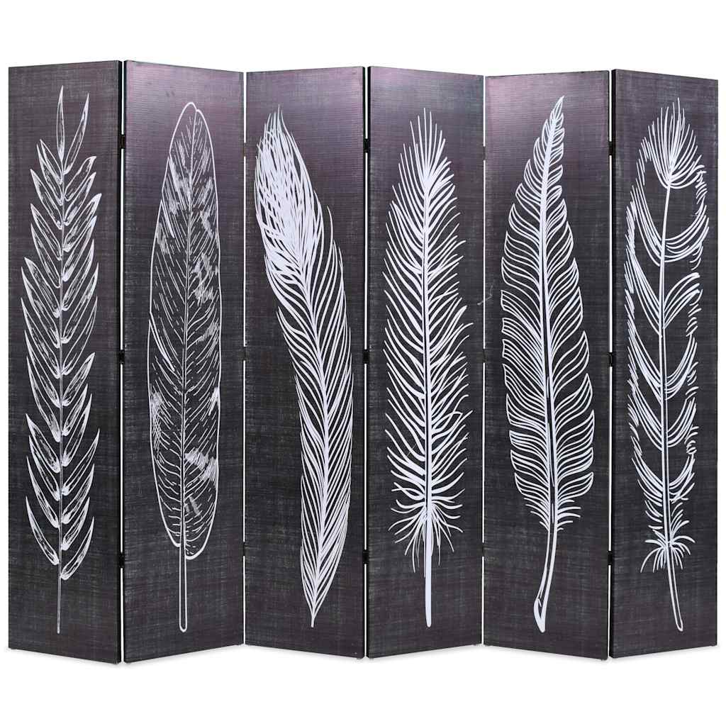 vidaXL Biombo divisor plegable plumas blanco y negro en dimensiones 228 x 170 cm/160 x 170 cm/200 x 170 cm y más