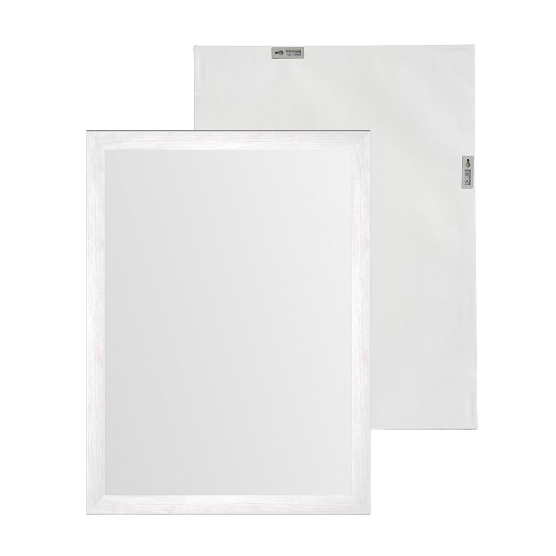 Espejo de pared rectangular con marco blanco con vetas de madera de 76x56cm Espejo con marco de 35 mm de ancho. Ideal para dormitorio o recibidor. Preparado para colgar en horizontal o vertical CasaSelección