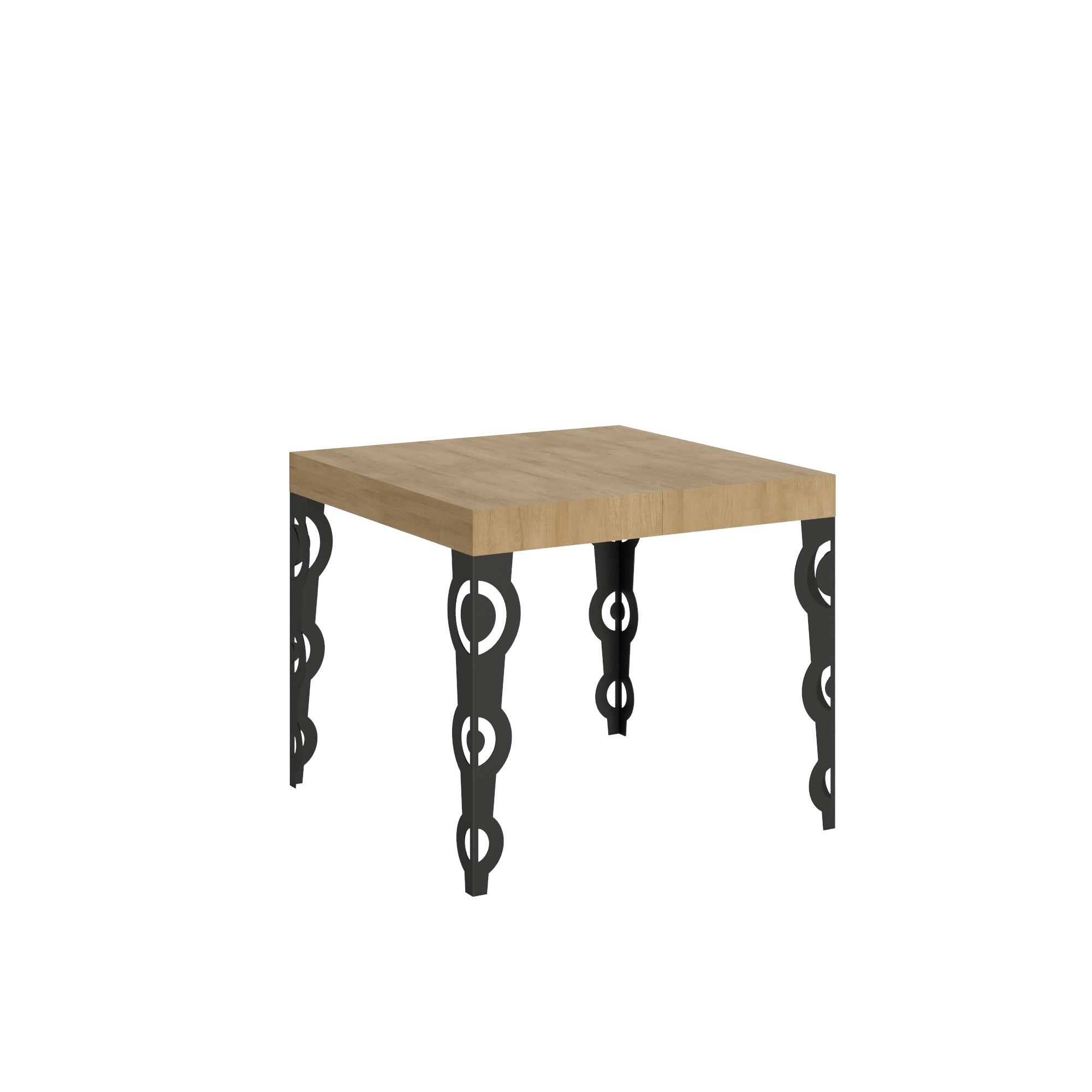 Mesa extensible 90x90/246 cm Karamay Roble Nature Estructura Antracita - Itamoby