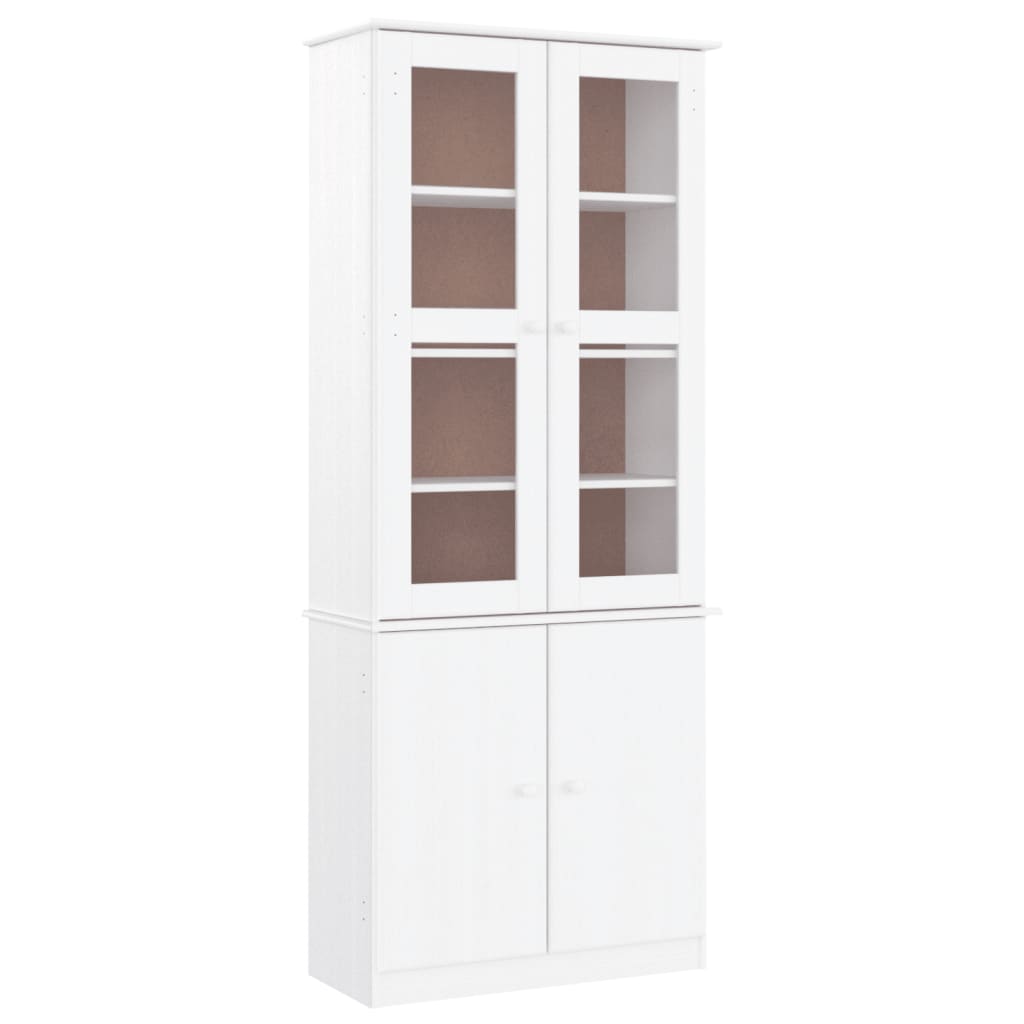 vidaXL Armario vitrina ALTA madera maciza pino blanco 77x35x186,5cm