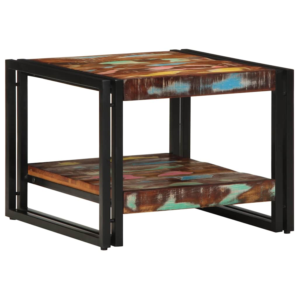 vidaXL Mesa de centro multicolor 50x50x38 cm madera maciza reciclada
