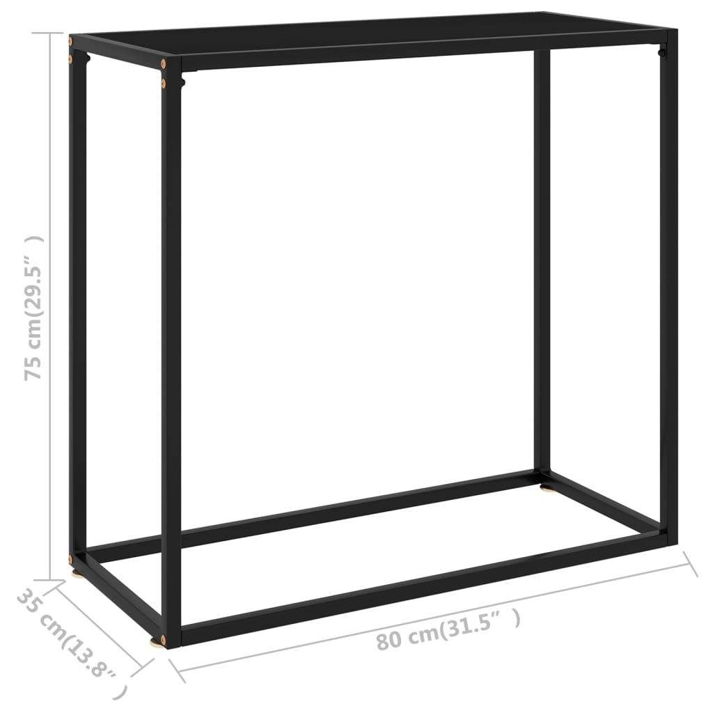 vidaXL Mesa consola vidrio templado negro 80x35x75 cm