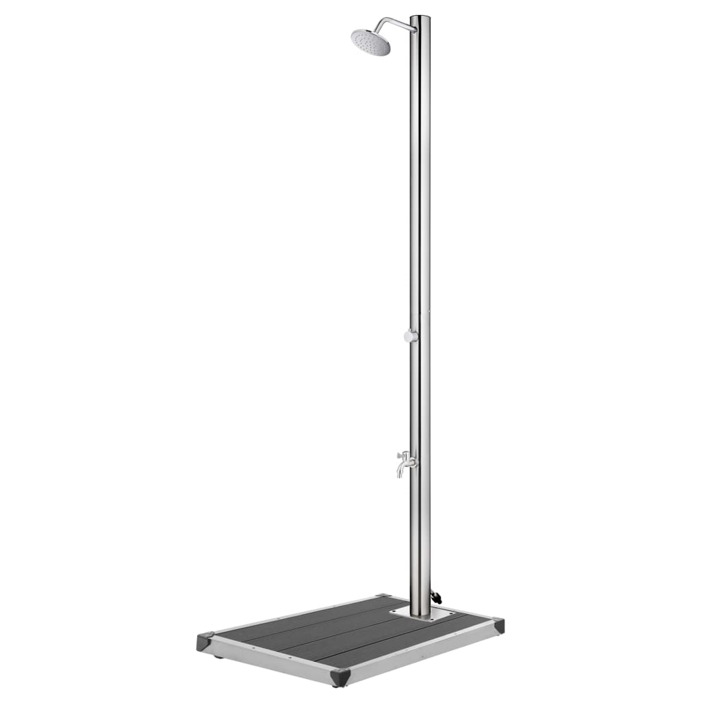 vidaXL Ducha de Jardín con Base 220 cm Acero Inoxidable Soporte Playa Color Gris,  Marrón, y mas