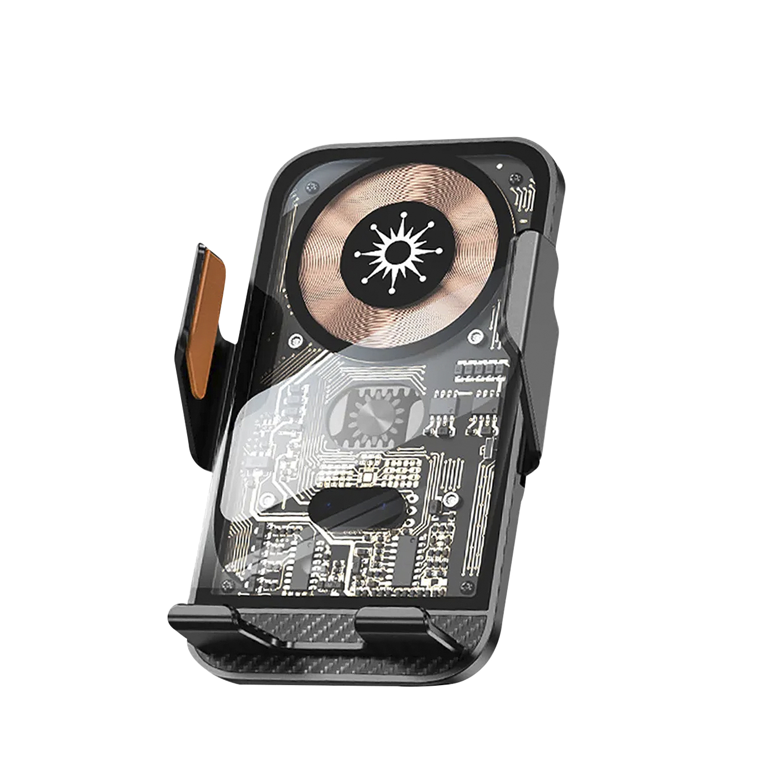DAM. Cargador para coche Qi 15W C10 con rotación de 360°. Para toma de aire. Apertura automática. 7x5x11cm