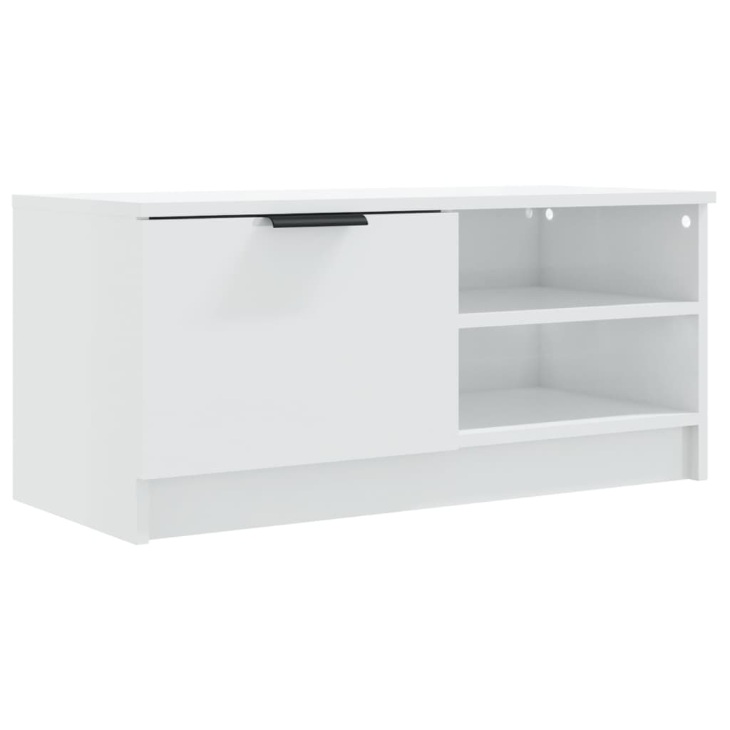 vidaXL Mueble de TV madera contrachapada blanco brillante 80x35x36,5cm
