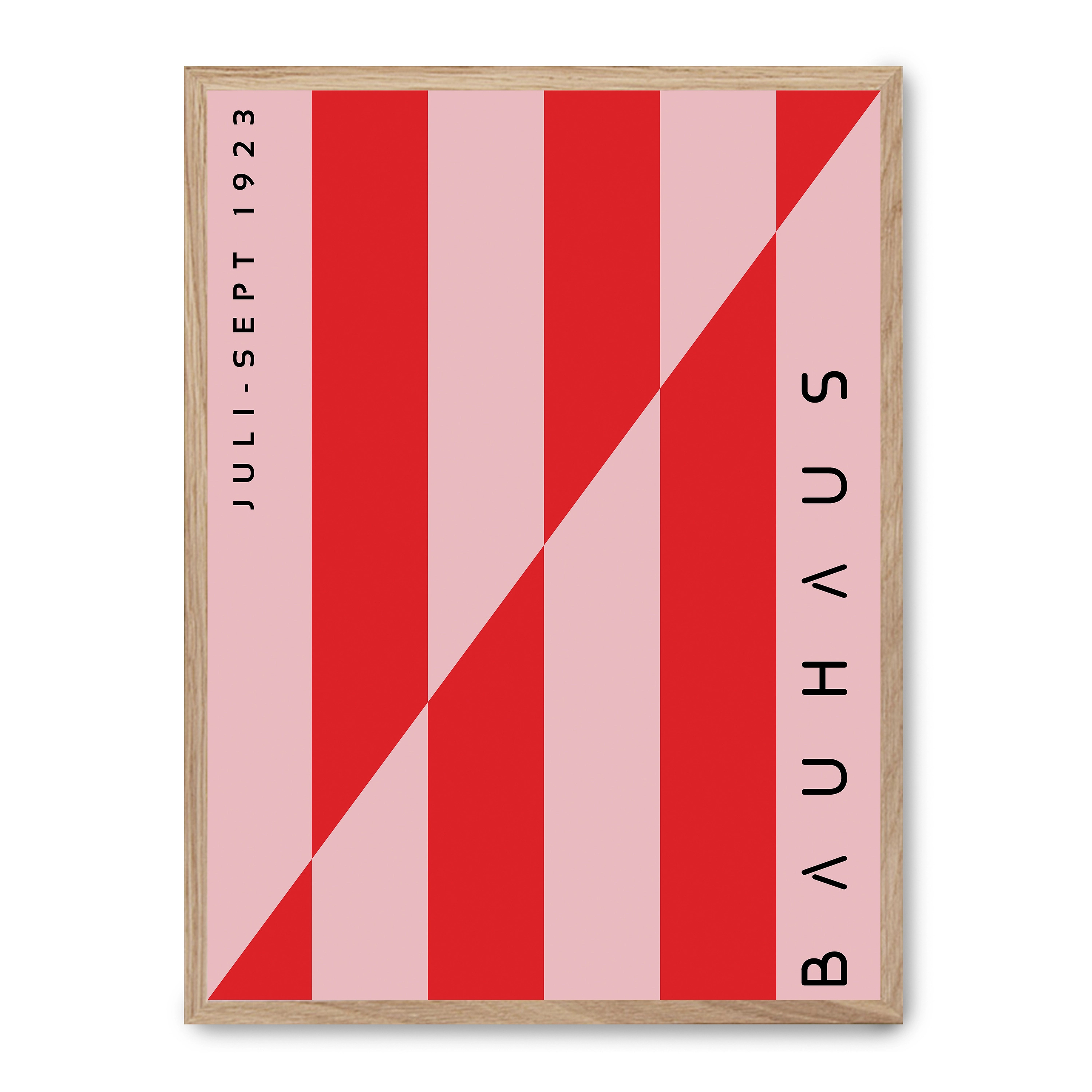 Cuadro red and pink lines 30x40cm, Póster impreso en papel de primera calidad de 180gr, montado sobre marco de madera MDF acabado roble., Arte - Bauhaus