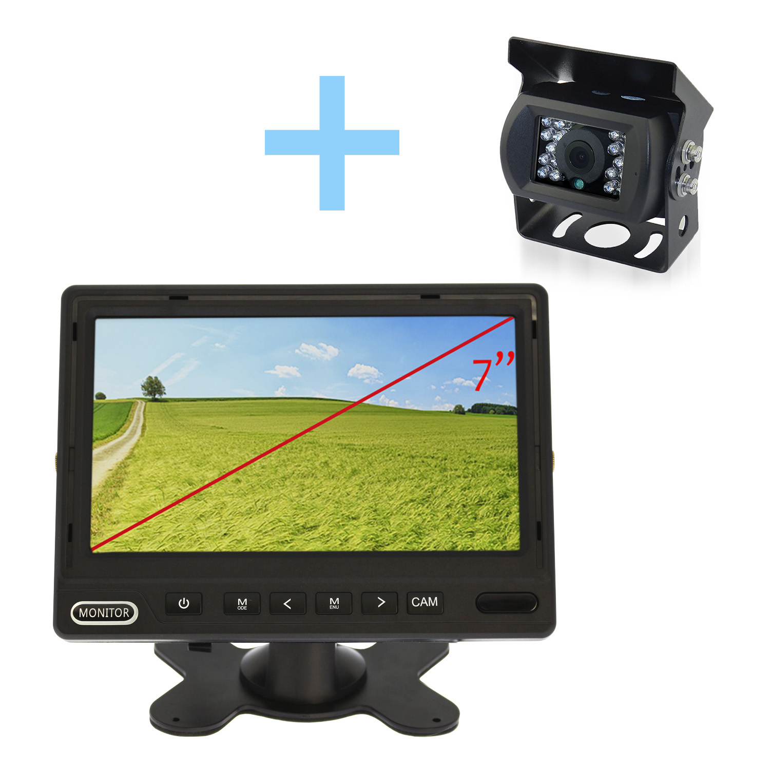 Kit de visión trasera Yatek Pantalla AHD de 7" + cámara 1080P de visión trasera para aparcamiento