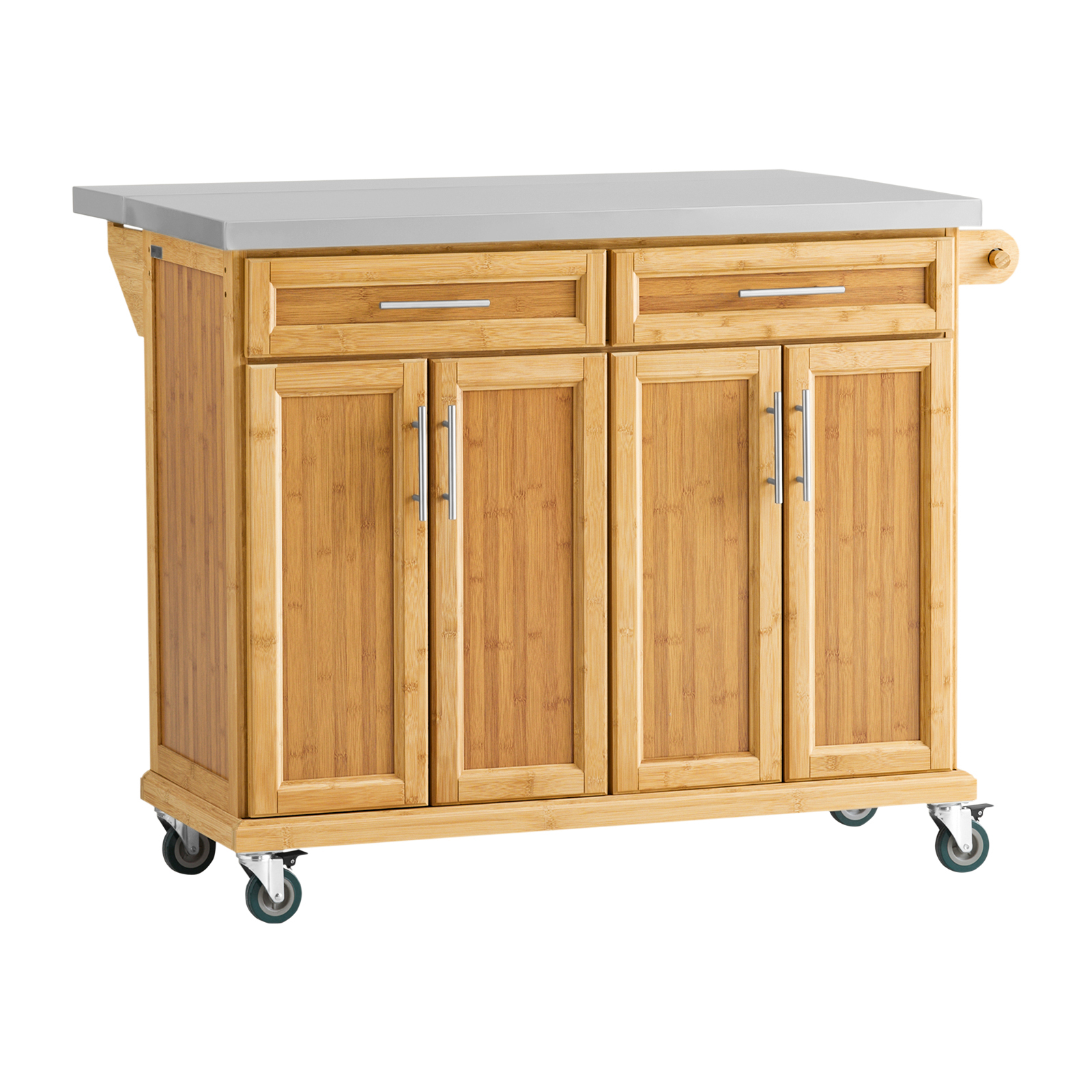 SoBuy FKW69-N,Carrito de Cocina con Piso de acero,con Tablero Extensible, Carrito de Servir de bambú,L115 x P46 x H92cm,ES