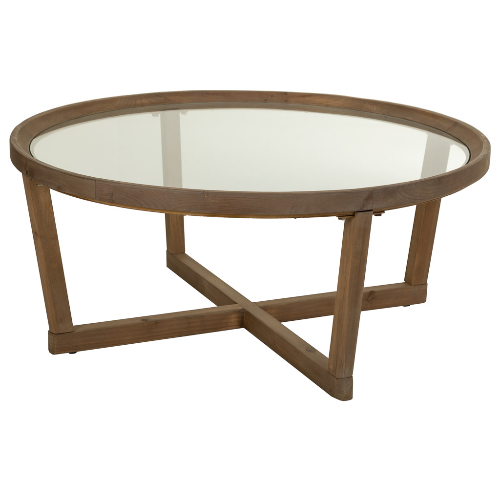 Kit Mesa De Centro De Madera Y Cristal Marron 100x100x43,5cm, El mejor complemento para tu hogar
