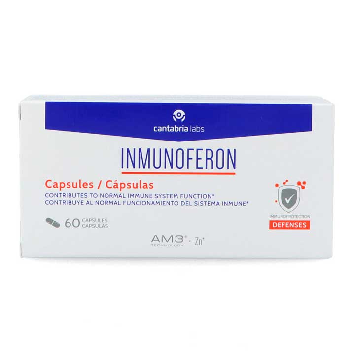 Cantabria Labs Inmunoferon - Complemento Alimenticio para el Sistema Inmune - Fórmula Exclusiva con Glucomanano, Proteína de Soja y Zinc - 60 Cápsulas